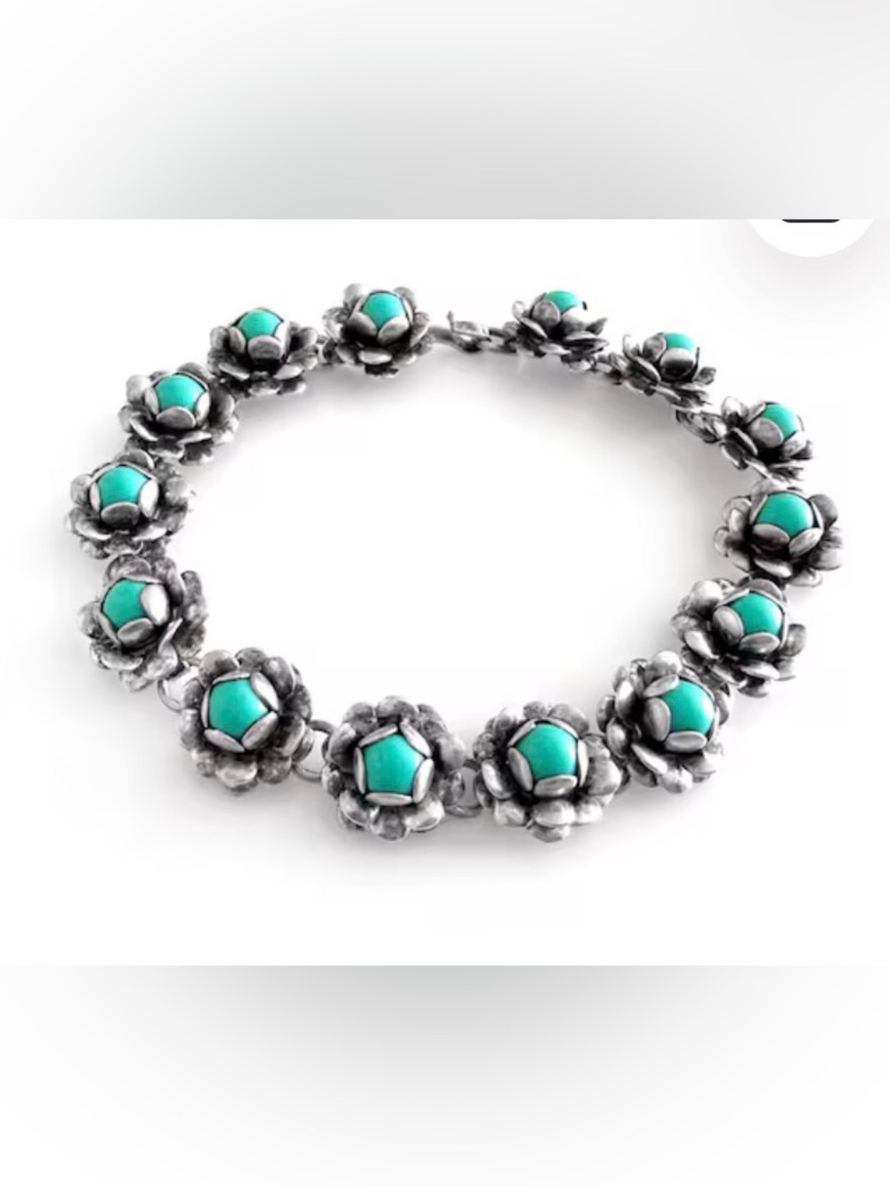 Turquoise Floral Sterling Silver Bracelet - Women's Jewelry